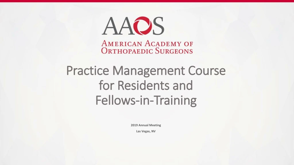 practice management course for residents and fellows in training