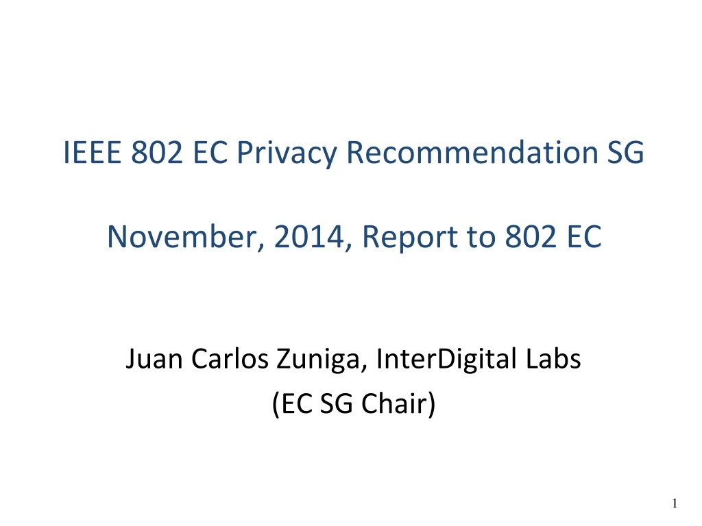 ieee 802 ec privacy recommendation sg november