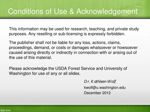 Conditions of Use &amp; Acknowledgement