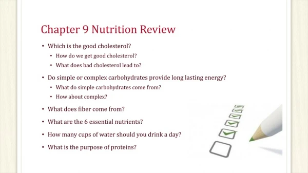Chapter 9 Nutrition Review