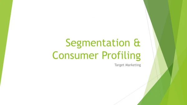Segmentation &amp; Consumer Profiling
