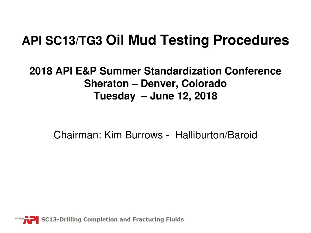 api sc13 tg3 oil mud testing procedures 2018