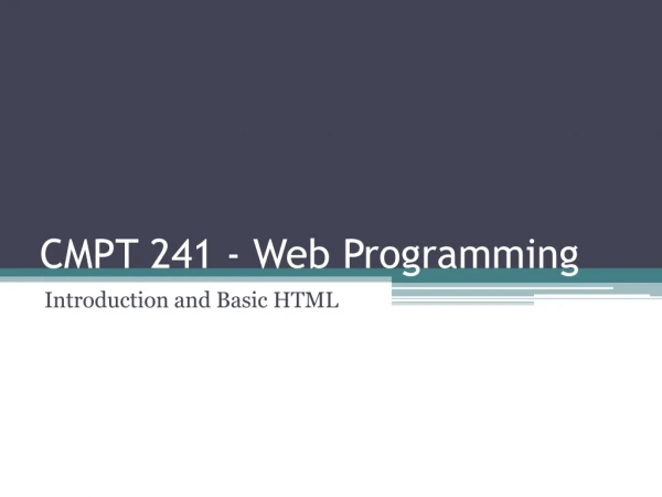 CMPT 241 - Web Programming