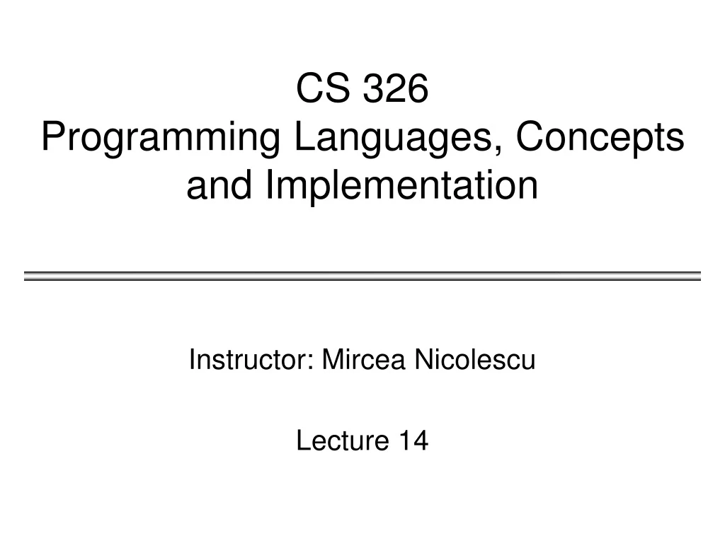 cs 326 programming languages concepts and implementation