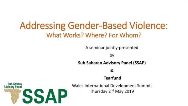 Addressing Addressing Gender-Based Violence: What Works? Where? For Whom?