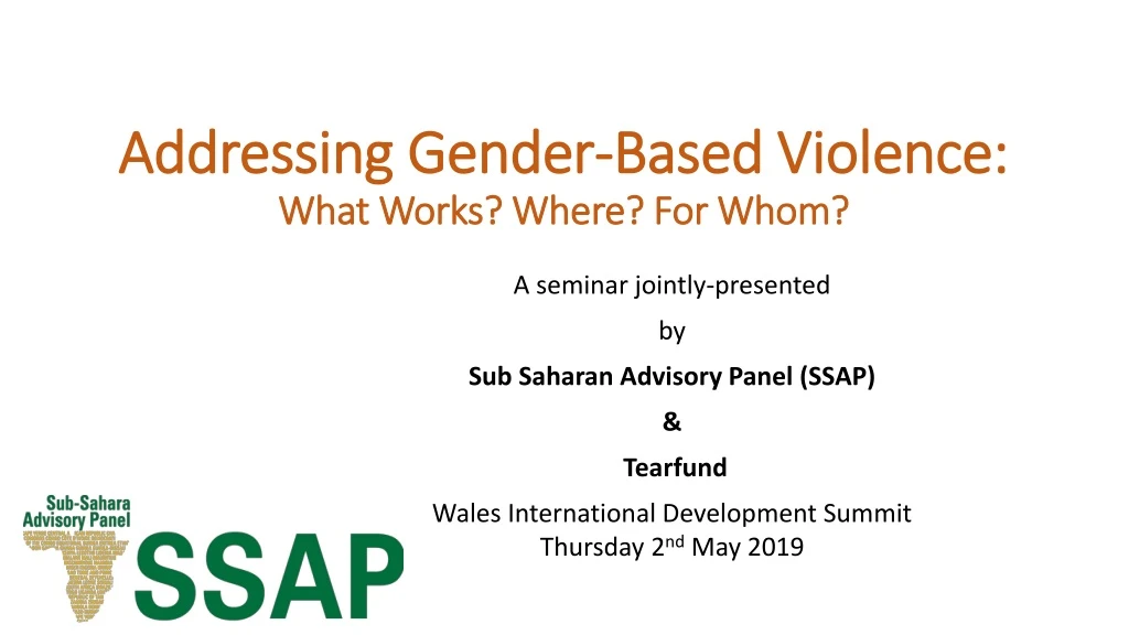 addressing addressing gender based violence what works where for whom