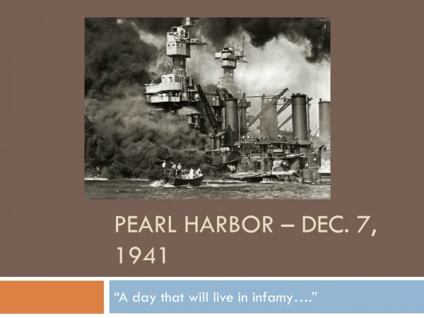 Pearl Harbor – Dec. 7, 1941