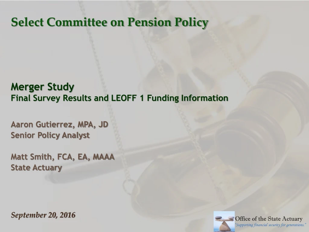 select committee on pension policy
