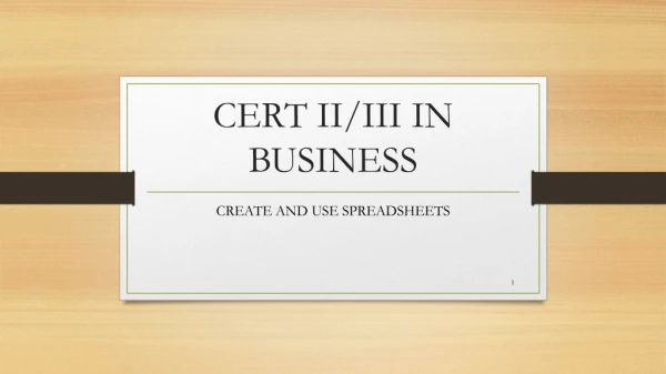 CERT II/III IN BUSINESS