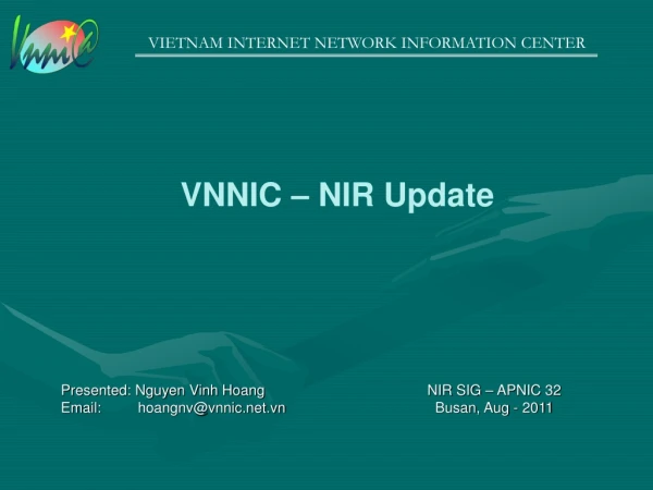 VNNIC – NIR Update