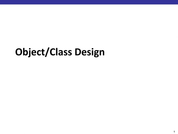 Object/Class Design