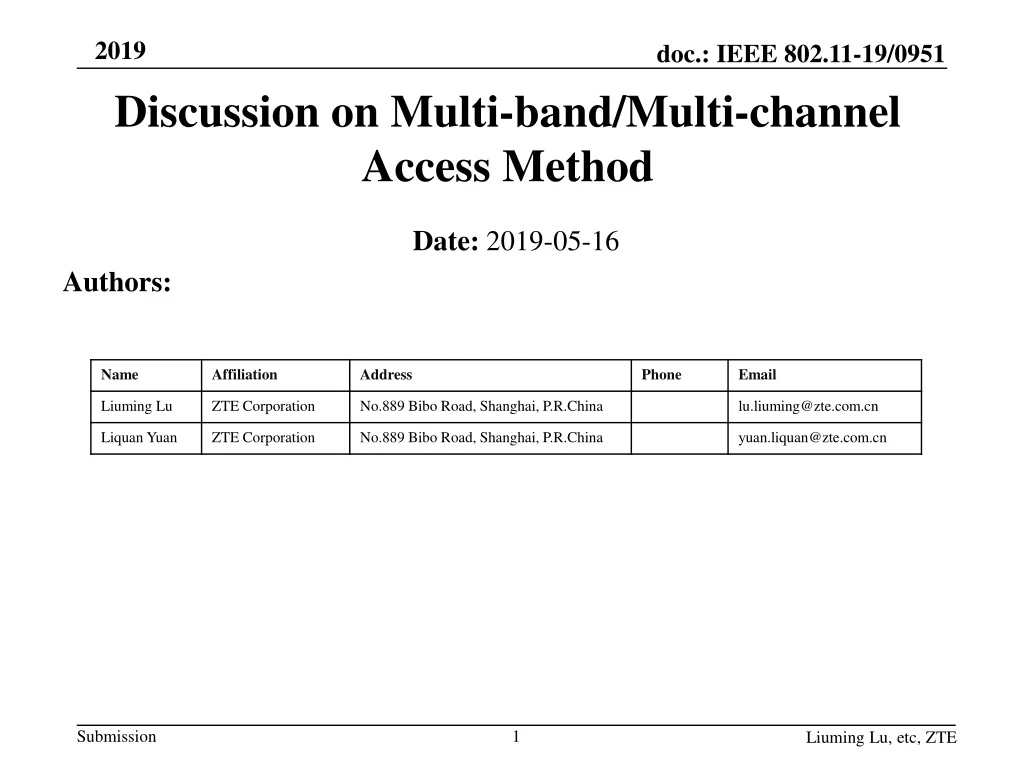 discussion on multi band multi channel access