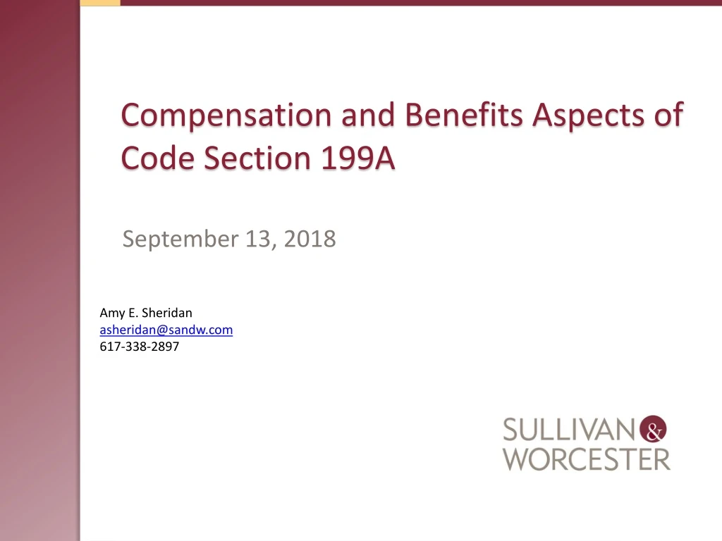 compensation and benefits aspects of code section 199a