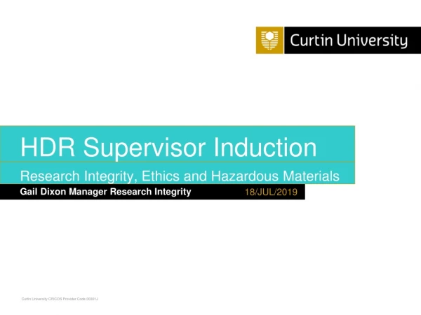 HDR Supervisor Induction