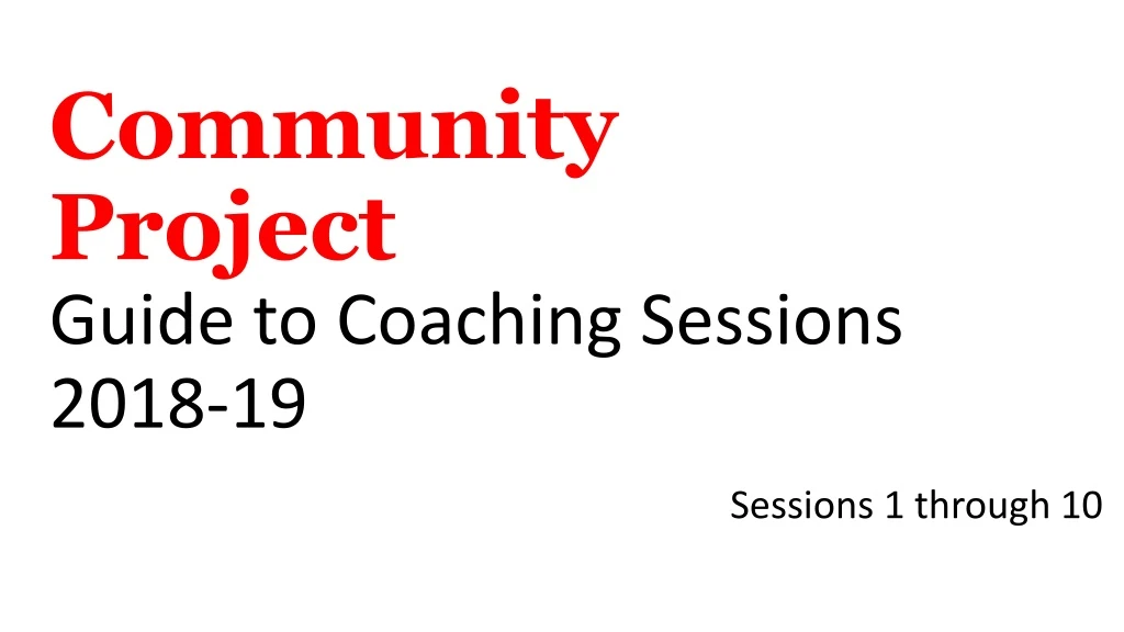 community project guide to coaching sessions 2018 19