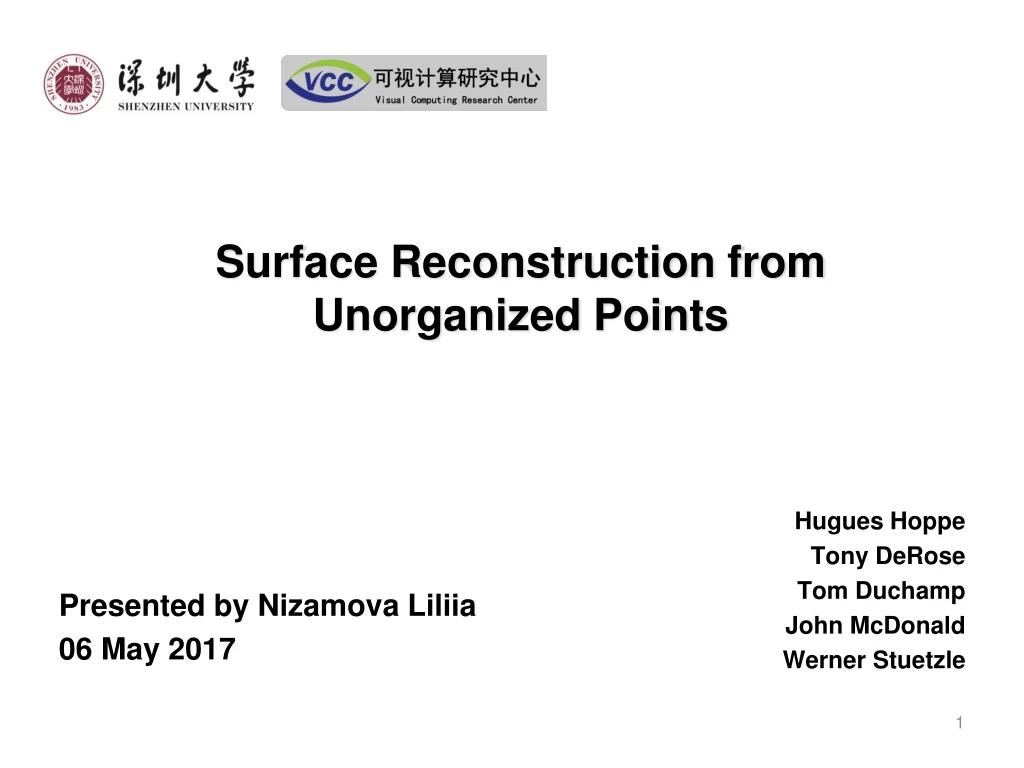 surface reconstruction from unorganized points