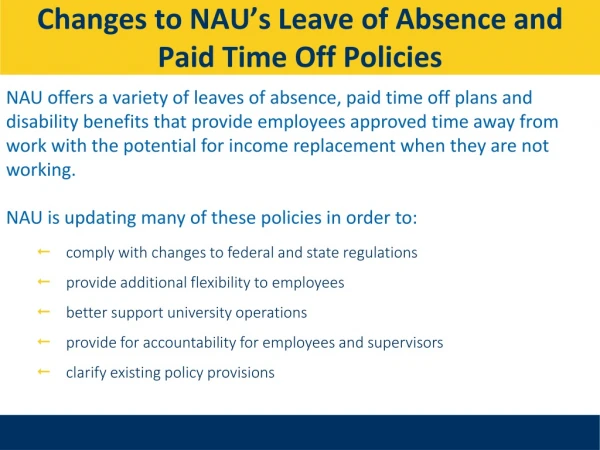 Changes to NAU’s Leave of Absence and Paid Time Off Policies