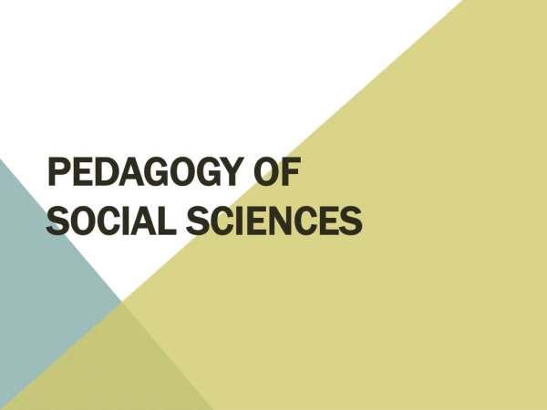 PEDAGOGY OF SOCIAL SCIENCES