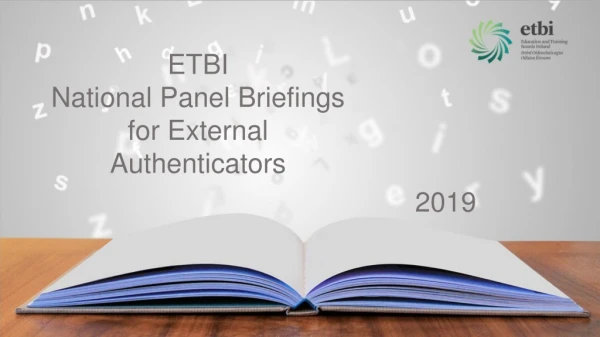 ETBI National Panel Briefings for External Authenticators