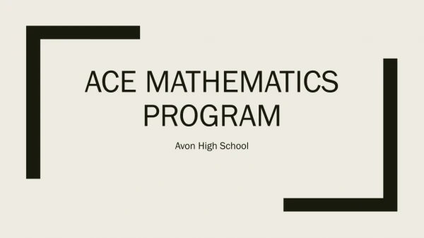 Ace Mathematics Program