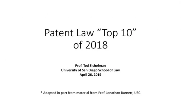 Patent Law “Top 10” of 2018