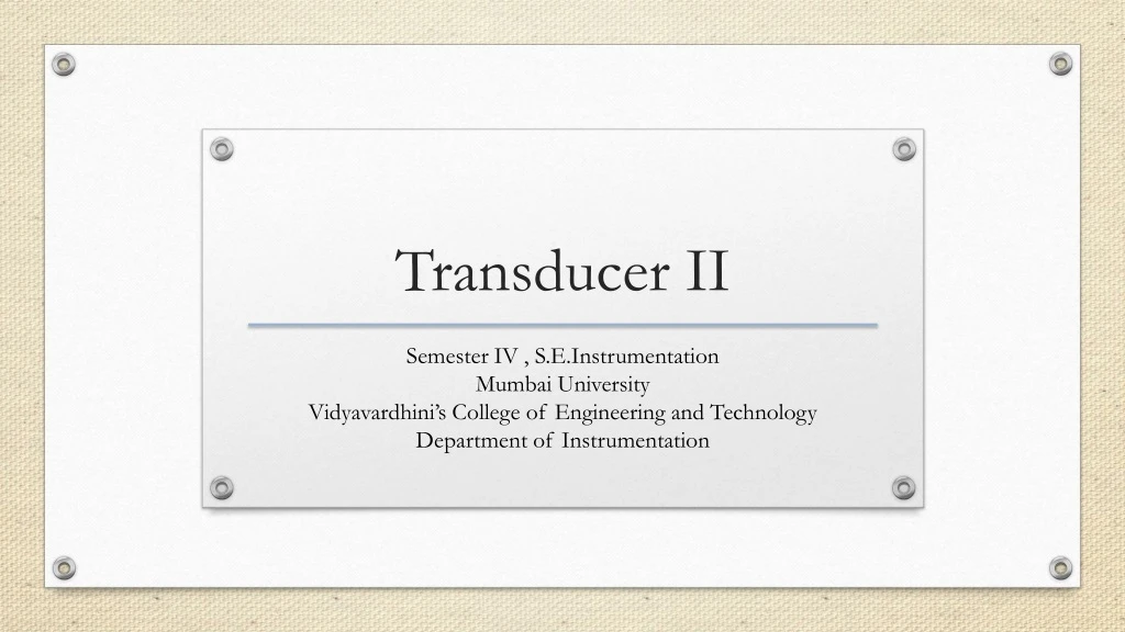 transducer ii