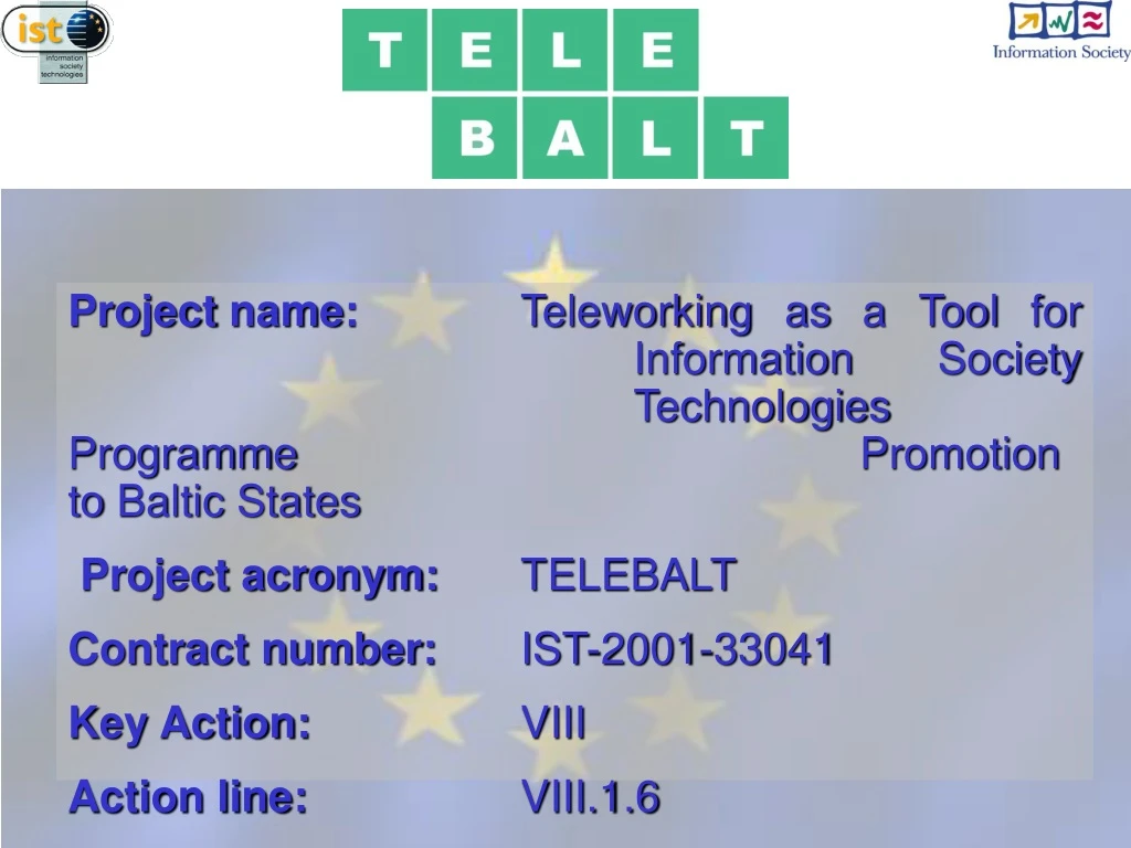 project name teleworking as a tool