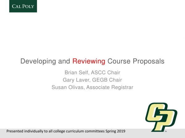 Developing and Reviewing Course Proposals
