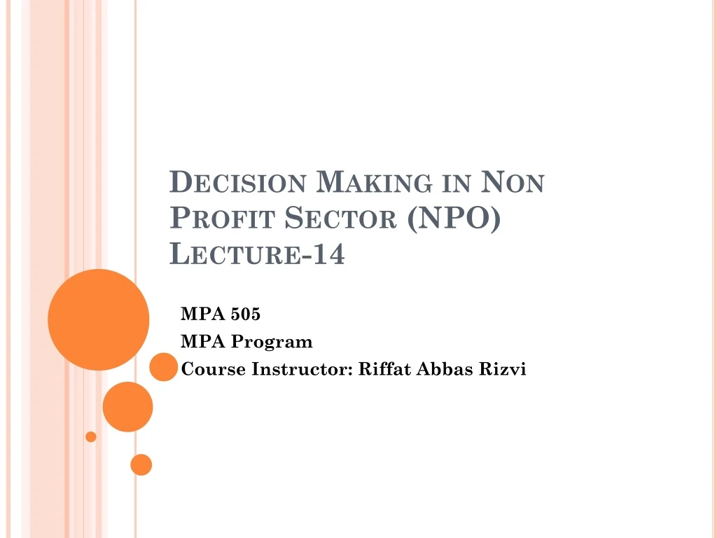 decision making in non profit sector npo lecture 14