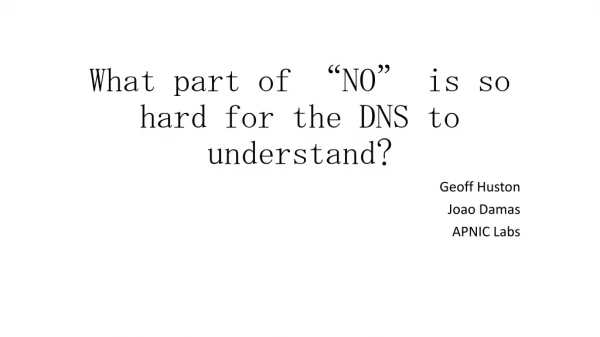 What part of “NO” is so hard for the DNS to understand?