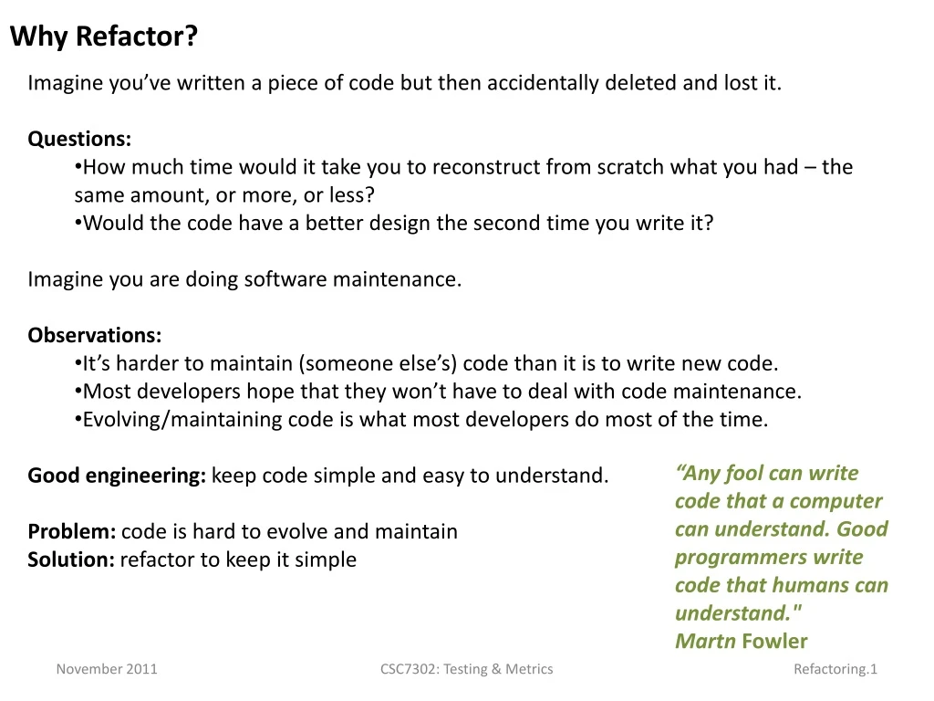 why refactor