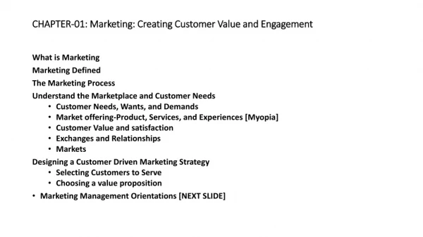 CHAPTER-01: Marketing: Creating Customer Value and Engagement