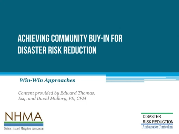 Achieving Community Buy-In for Disaster Risk Reduction