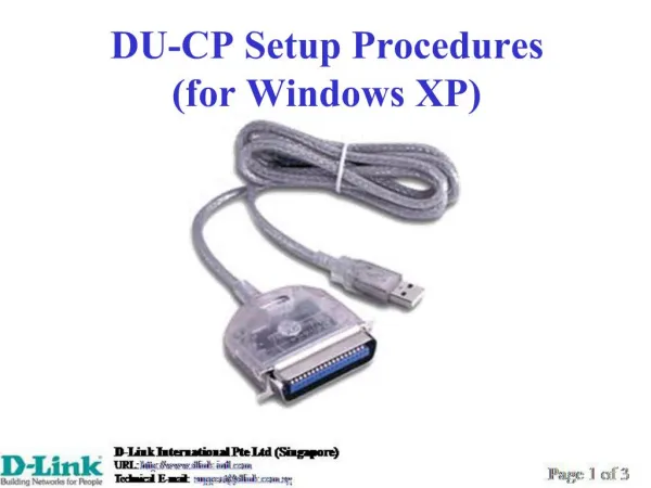 DU-CP Setup Procedures for Windows XP