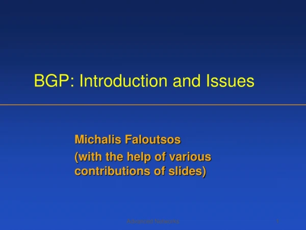 BGP: Introduction and Issues