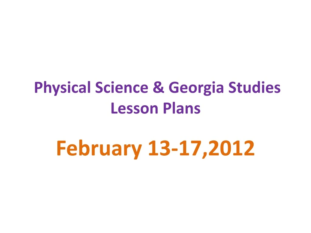 physical science georgia studies lesson plans