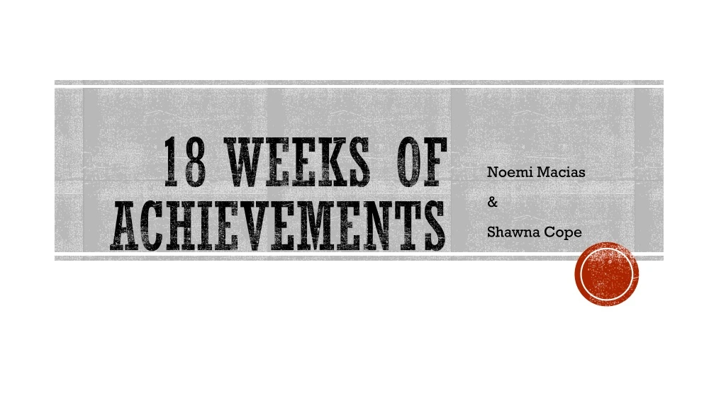 18 weeks of achievements