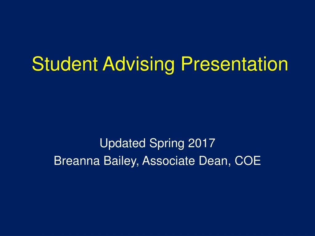 student advising presentation