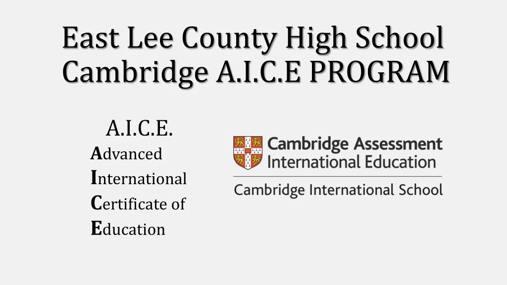 east lee county high school cambridge a i c e program