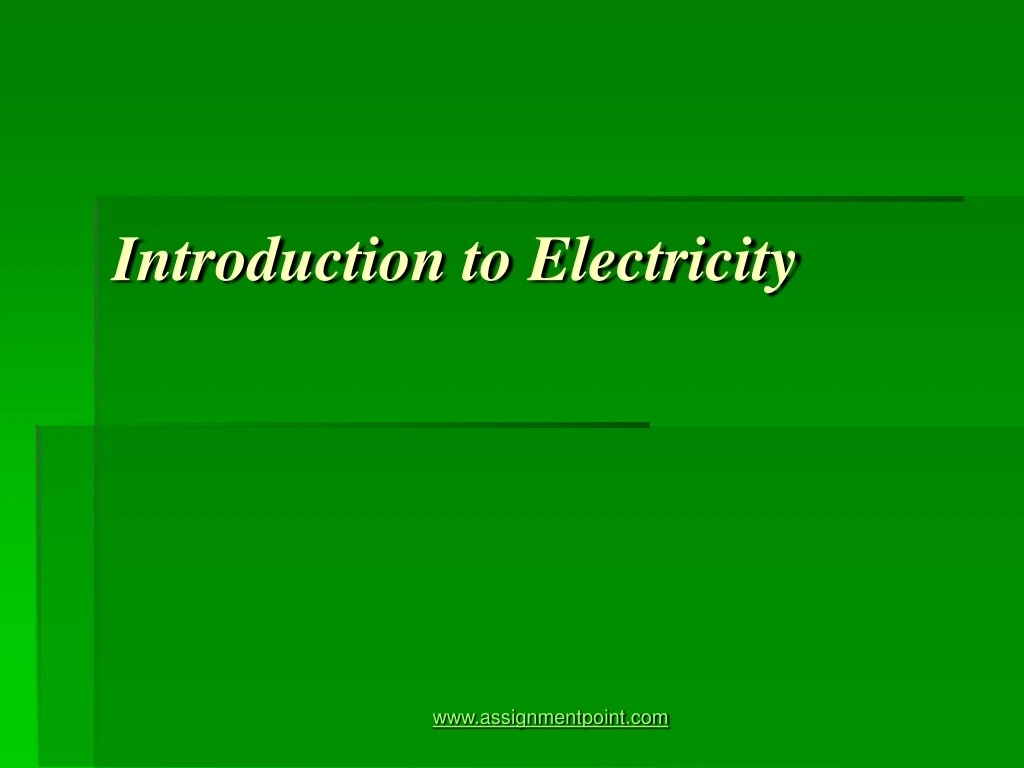 introduction to electricity