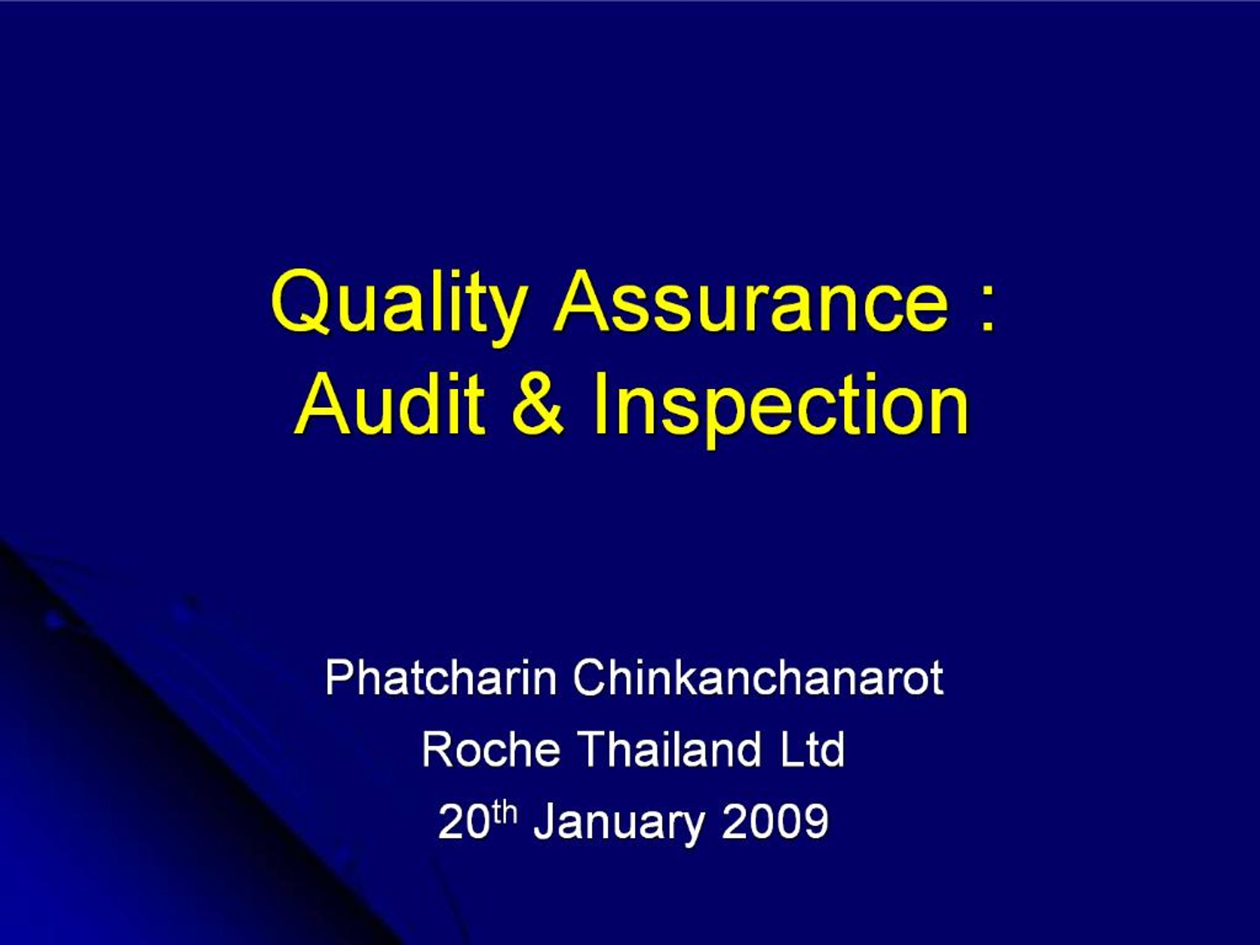 PPT - Quality Assurance : Audit Inspection PowerPoint Presentation ...