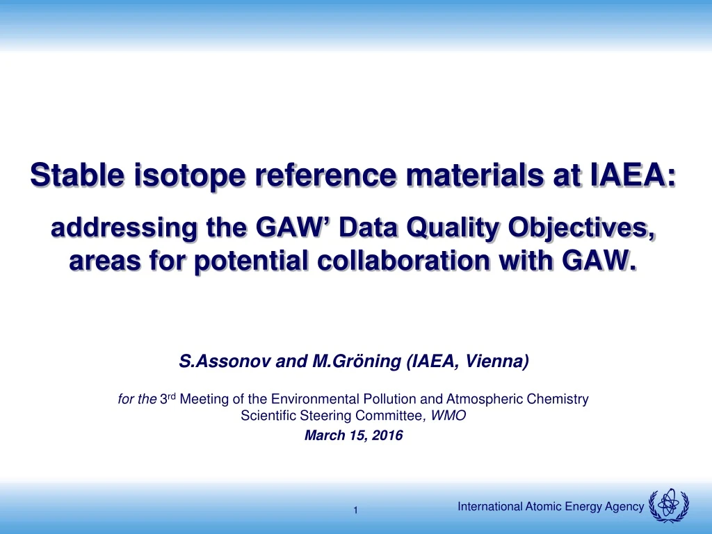 stable isotope reference materials at iaea