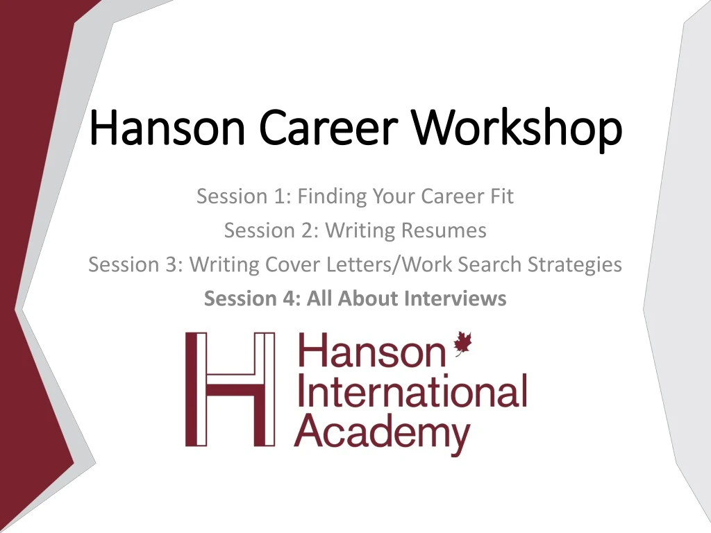 hanson career workshop