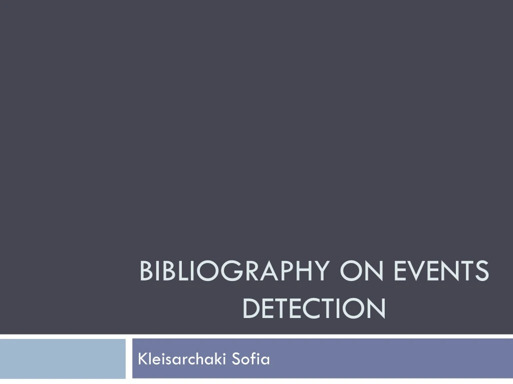 bibliography on events detection
