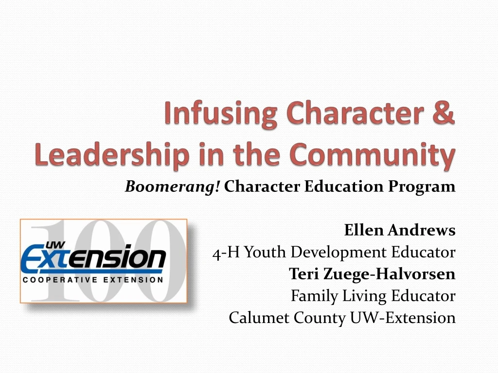 infusing character leadership in the community