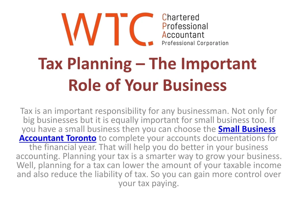 tax planning the important role of your business