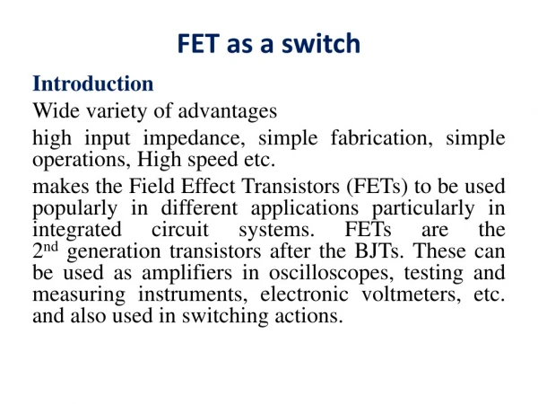 FET as a switch