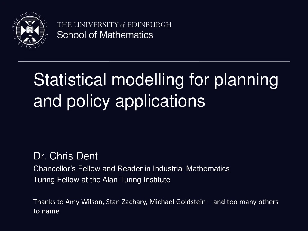 statistical modelling for planning and policy applications