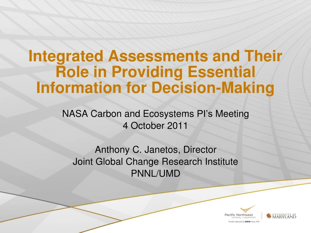 integrated assessments and their role in providing essential information for decision making