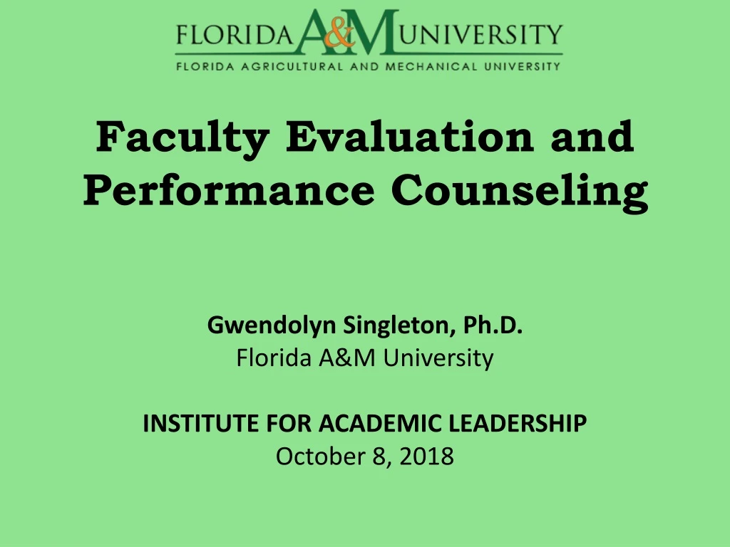 faculty evaluation and performance counseling